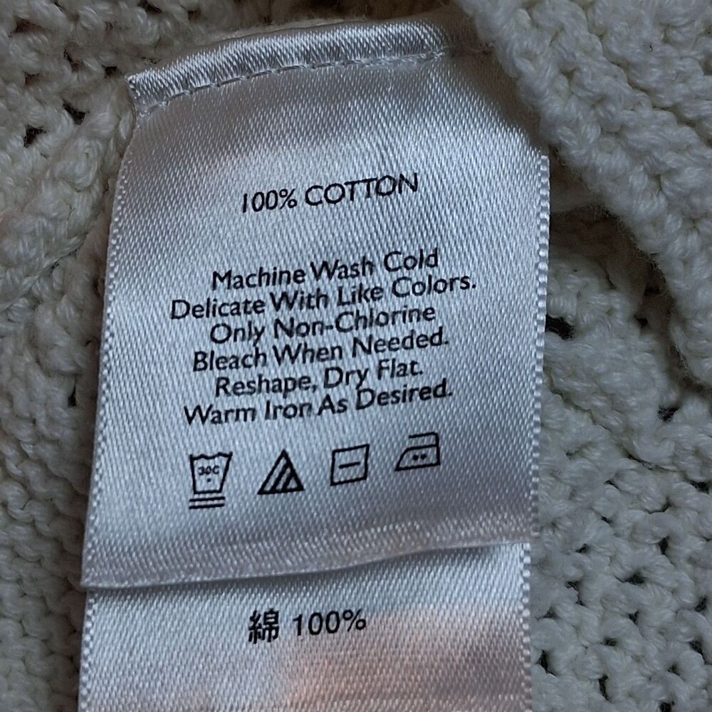 Eddie Bauer Cream 100% Cotton Knit L/S Cardigan Sweater Button Front Size TL - Picture 4 of 10